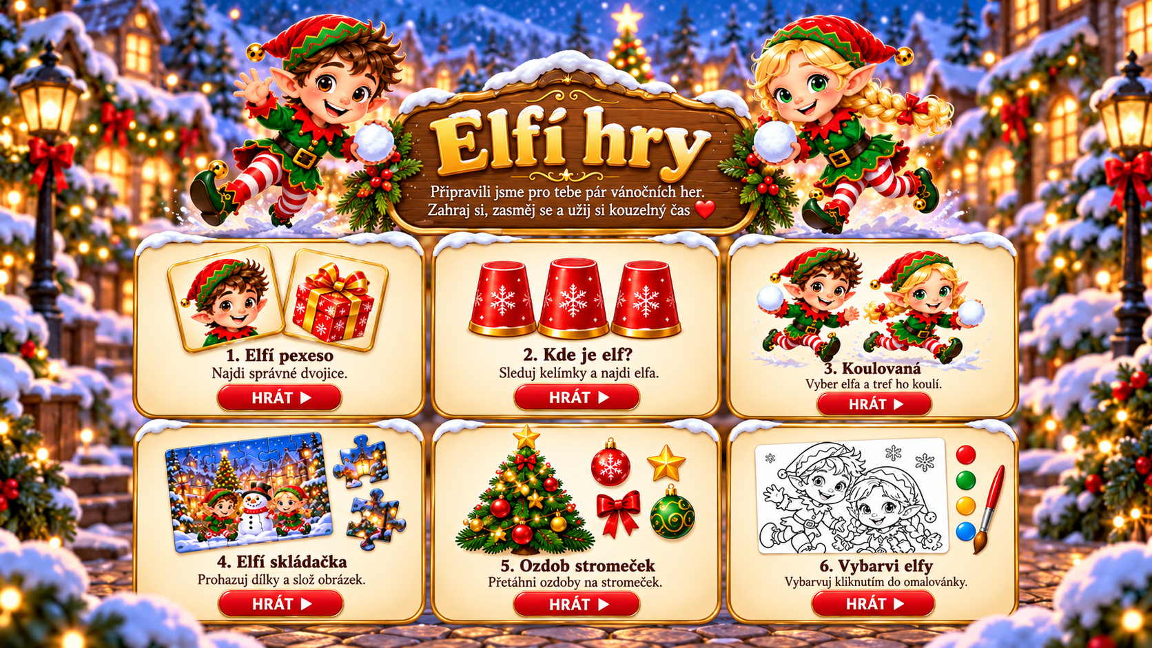 Elfí hry menu